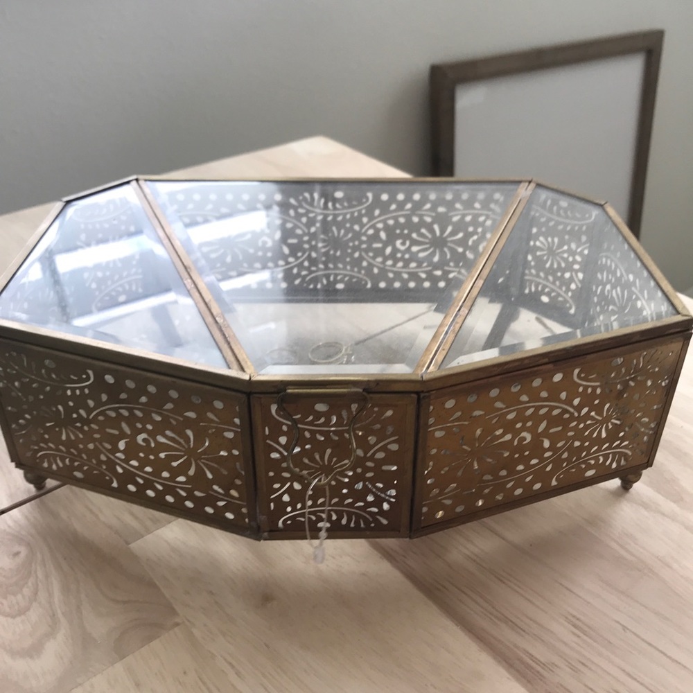 Anthropologie gold jewelry case
